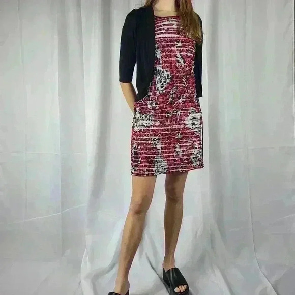 Speechless Mini Cocktail Dress Tie Die Speckled Pattern with Shawl - Picture 3 of 5